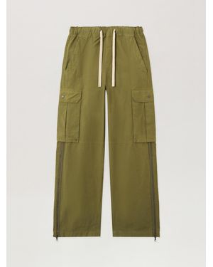 Palm Angels Curved Logo Cargo Trousers Army - Green