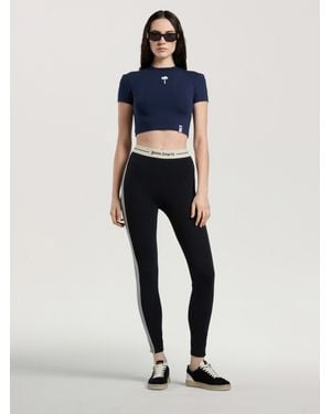 Palm Angels Logo Colour-Block Active Leggings - Blue