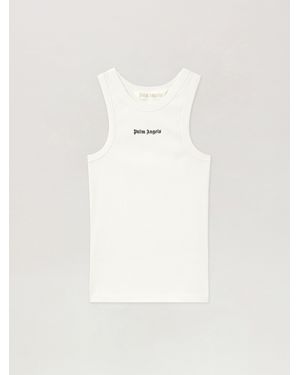 Palm Angels Classic Logo Fitted Tank Top - Natural