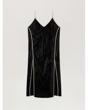 Palm Angels Curved Logo Sequin Slip Dress - Black