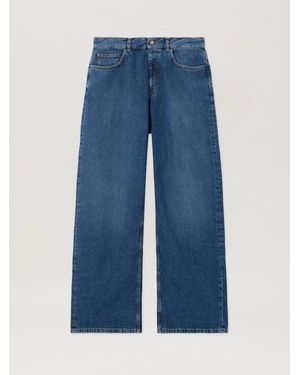 Palm Angels Curved Logo Loose Jeans - Blue