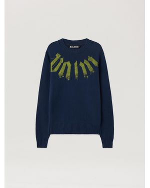 Palm Angels Big Neck Logo Jumper - Blue