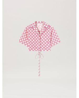 Palm Angels Net Logo Crisscrossed Shirt Ivory - Pink
