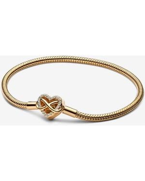 PANDORA Sparkling Infinity Heart Clasp Snake Chain Bracelet - Metallic