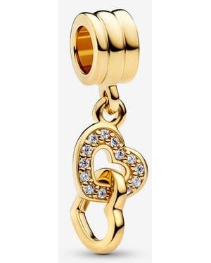 PANDORA Interlocking Hearts Dangle Charm - Metallic