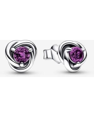 PANDORA February Birthstone Eternity Circle Stud Earrings - Purple