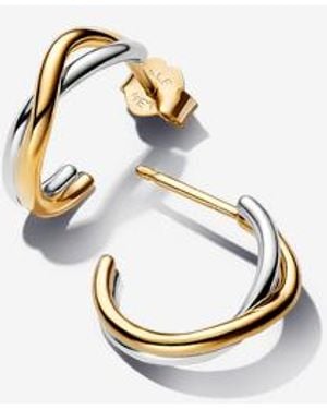 PANDORA Organically Shaped Two-Tone Open Hoop Earrings - Metallic