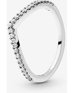 PANDORA Timeless Sterling Silver Princess Cubic Zirconia Wishbone Ring - Multicolour
