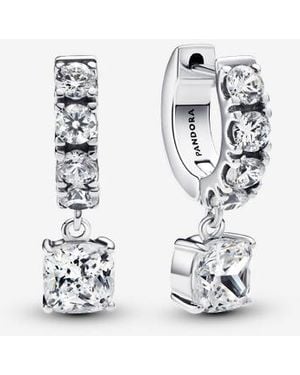 PANDORA Pavé Dangle Hoop Earrings - White