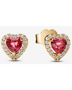 PANDORA Elevated Heart Stud Earrings - Red