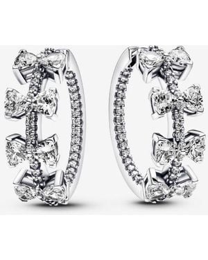 PANDORA Sparkling Bow Row Hoop Earrings - Metallic