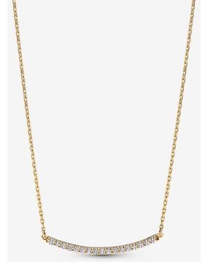 PANDORA Era 14K Lab-Grown Diamond Pavé Bar Necklace - Metallic