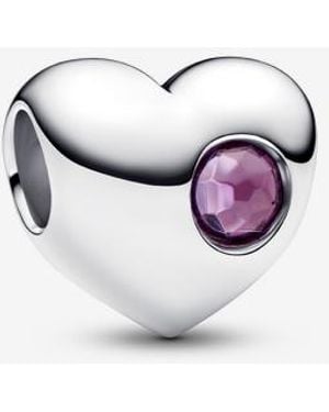 PANDORA Moments 794161c02 Sterling Silver Heart Pendant With Artificial Crystal Purple - Multicolour