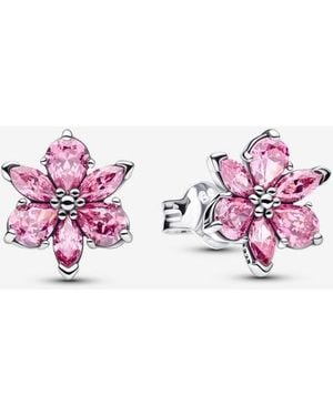 PANDORA Herbarium Sparkling Flower Stud Earrings - Pink