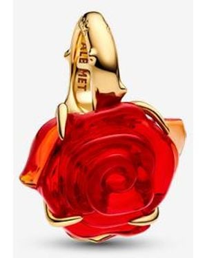 PANDORA Disney Beauty And The Beast Enchanted Rose Dangle Charm - Red