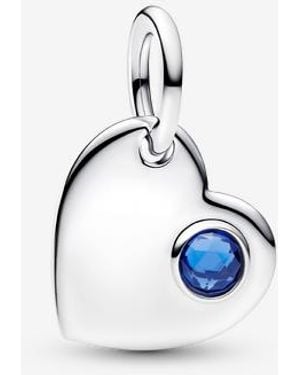 PANDORA September Heart Stone Dangle Charm - Blue