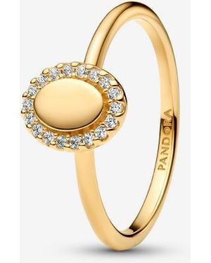 PANDORA Engravable 14K-Plated Ring With Cubic Zirconia - Metallic