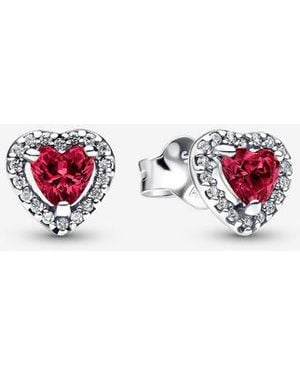 PANDORA Elevated Heart Stud Earrings - Red