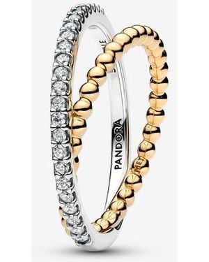 PANDORA Gelinkte Kralen En Pavé Dubbele Bandring - Metallic