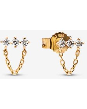 PANDORA Era Lab-Grown Diamond Trio Chain Stud Earrings - Metallic