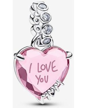 PANDORA I Love You Mom Dangle Charm - Pink