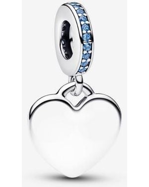 PANDORA Engravable Heart Stone Dangle Charm - White