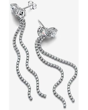 PANDORA Pavé Bow Drop Earrings - Metallic