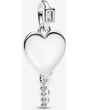 PANDORA Graveerbare Hart Sleutelvormige Hanger - Metallic