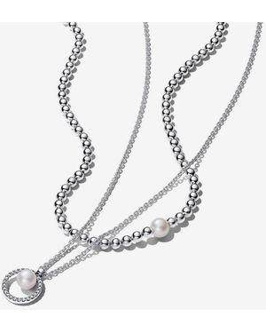 PANDORA Parel Glans Ketting Set / - Metallic