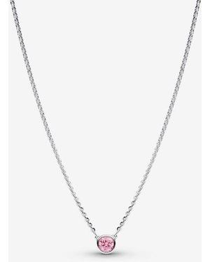 PANDORA Era Bezel Sterling Lab-Grown Diamond Pendant Necklace - Metallic