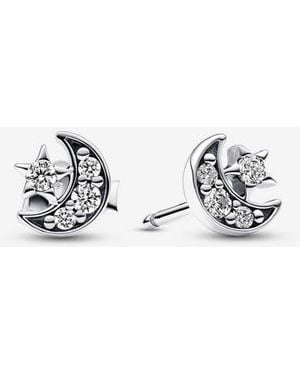 PANDORA Sparkling Moon & Star Stud Earrings - Metallic