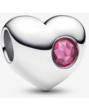 PANDORA Engravable October Birthstone Heart Charm - Pink
