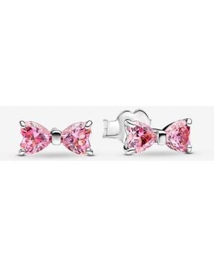 PANDORA Sparkling Bow Stud Earrings - Pink