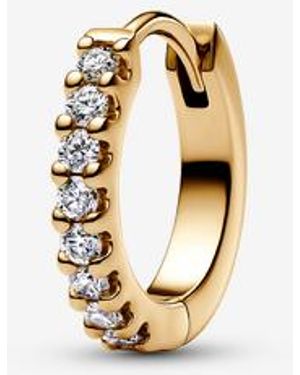 PANDORA Era 14K Lab-Grown Diamond Pavé Single Hoop Earring - Metallic