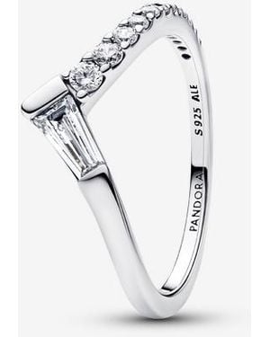 PANDORA Tiara Baguette Pavé Band Ring - White