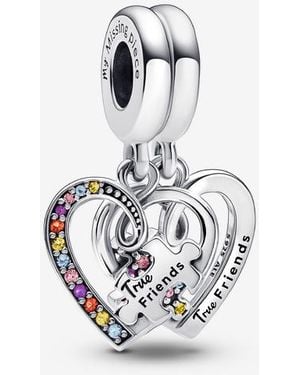 PANDORA Puzzle Piece Hearts Splittable Friendship Dangle Charm - Metallic