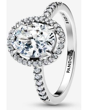PANDORA Oval Sparkling Halo Statement Ring - Metallic