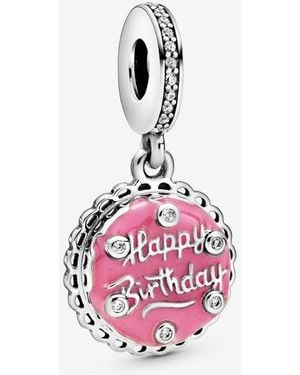 PANDORA Moments Sterling Silver Pink Birthday Cake Dangle Charm