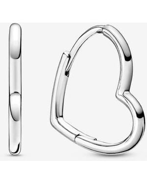 PANDORA Moments 14k Rose Gold-plated Asymmetrical Heart Hoop Earrings - White