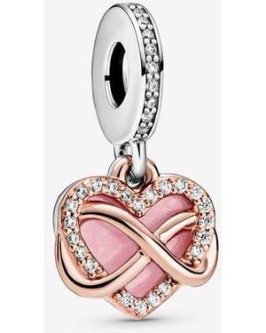 PANDORA Moments 14k Rose Gold-plated And Sterling Silver Sparkling Infinity Heart Dangle Charm For Bracelet - Pink