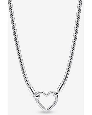 PANDORA Heart Closure Snake Chain Necklace - Metallic