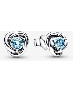 PANDORA March Birthstone Eternity Circle Stud Earrings - Blue