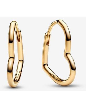 PANDORA Asymmetrical Heart Hoop Earrings - Metallic