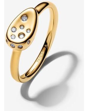 PANDORA Small Stone-Set Oval Signet Ring - Metallic