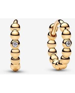 PANDORA Beaded Huggie Earrings - Metallic