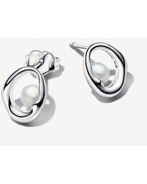 PANDORA Organically Shaped Oval & Treated Freshwater Cultured Pearl Stud Earrings - Metallic