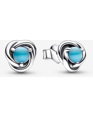 PANDORA December Birthstone Eternity Circle Stud Earrings - Blue