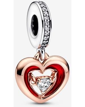 PANDORA Two-Tone Radiant Heart Dangle Charm - Red
