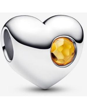 PANDORA Engravable November Birthstone Heart Charm - Metallic