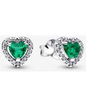 PANDORA Elevated Heart Stud Earrings - Green